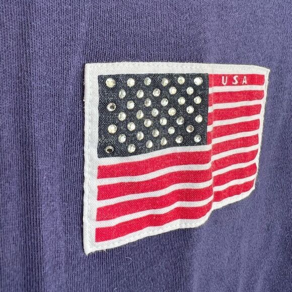 Sport Savvy y2k American flag T-shirt with rhinestones size L - Picture 3 of 6